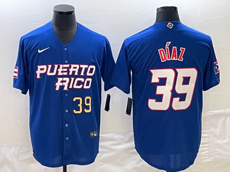 Men 2023 World Cub Puerto Rico #39 Diaz Blue Nike MLB Jersey6->more jerseys->MLB Jersey